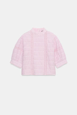 CAMISA ENTREDOSES MANGA GLOBO / Rosa - Zara фото 5