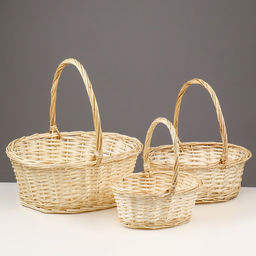 Корзина плетёная для хранения, ива, овальная, цвет натуральный, набор 3 шт.