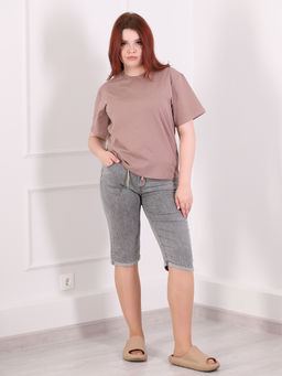 Капри серые женские для полных облегающие - Almond фото 4