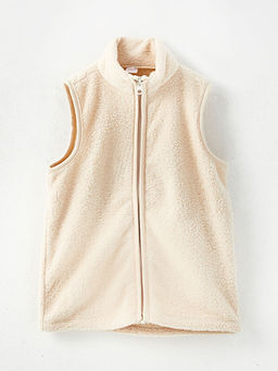 Dik Yaka Basic Polar K?z ?ocuk Fermuarl? Yelek