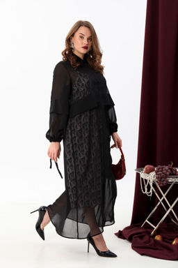 Платье NIKVA н943-1 чёрный+бургунди ромбы  фото 5