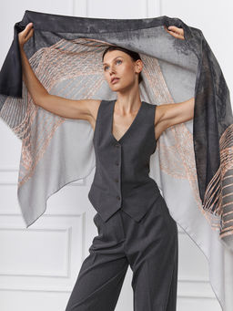 Большой, мягкий, тонкий и очень нежный двусторонний палантин с рисунком - Tantino фото 8