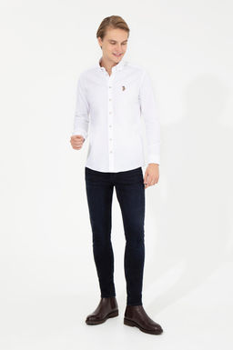 Мужская белая базовая рубашка с длинным рукавом Неожиданная скидка в корзине - U.s. polo assn фото 3