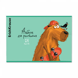 Цена за 5 шт. Альбом для рисования на скобе ErichKrause Happy Capy, А4, 24 листа_MIX-PACK  фото 2