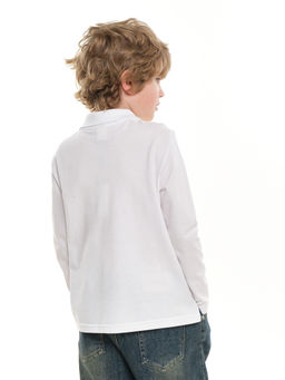 Футболка поло для мальчика в школу белый 22-1755 белый - Mini maxi фото 3