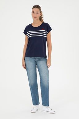 Женская темно-синяя футболка с круглым вырезом - U.s. polo assn фото 11