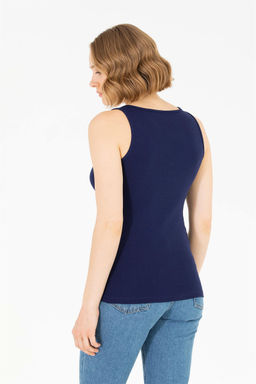 U. S. Polo Assn Женская базовая футболка без рукавов темно-синего цвета с круглым вырезом - U.s. polo assn фото 12