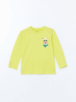 Bisiklet Yaka Uzun Kollu Bask?l? Erkek Bebek Ti??rt