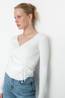 Ekru Kruvaze Buzgu Detayl? Triko Kazak TWOAW23KZ00828