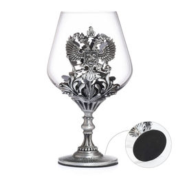 Бокал для коньяка Герб, 550 мл, стекло, серебристый