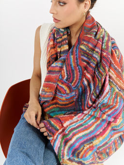 Большой, мягкий, тонкий и очень нежный двусторонний палантин с рисунком - Tantino фото 3