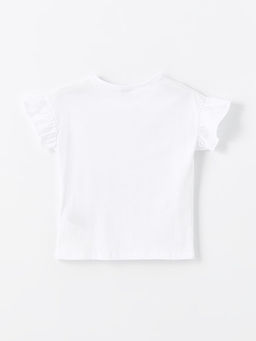 Bisiklet Yaka Bask?l? K?sa Kollu K?z ?ocuk Ti??rt