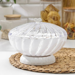 Ваза для фруктов и хлеба Альтернатива «Грация», пластик, 1.5 л, h=14.5 см, d=21 см, белый