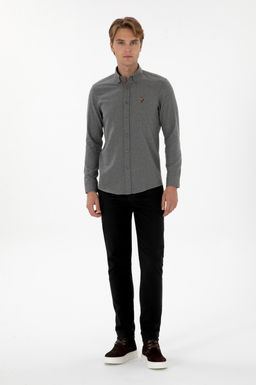 Erkek Slim Fit Siyah Kanvas Pantolon