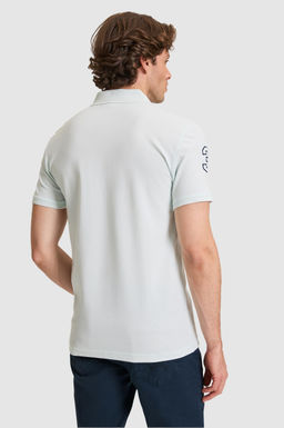 Erkek Slim Fit Polo Yaka Su Ye_ili Basic Ti__rt