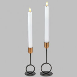 Свеча столовая, восковая, светодиодная на батарейках "Столовая" д2,2см h22,3(25)см, свет теплый, с мерцанием, цвет белый, питание от 2-х батареек ААА (в комплект не входят), 2 штуки в ПВХ коробке (Китай)