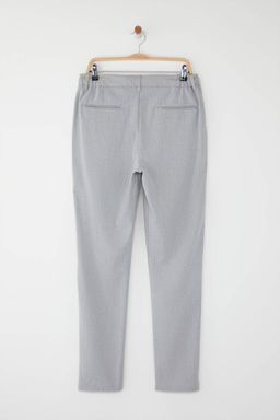 Ac?k Gri Slim Fit Beli Baglama Detayl? Lastikli Kumas Dokuma Pantolon TMNAW25PL00027