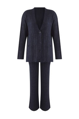 Lacivert Genis Kal?p Yumusak Dokulu Triko Alt - Ust Tak?m TWOAW22AU0128