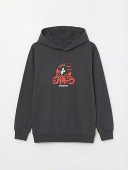 Kap??onlu Sonic Bask?l? Erkek ?ocuk Sweatshirt