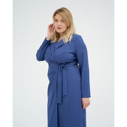 Платье женское миди с поясом MIST plus-size, синее, размер 54