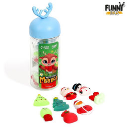 Цена за 20 шт. Антистресс сквиш мялка «Новый год», в 1 банке 20 мялок, МИКС