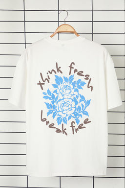 TRENDYOL MAN Ekru Oversize/Genis Kesim Cicek Bask?l? Kal?n %100 Pamuklu T-Shirt TMNSS25TS00028 - Trendyolmilla фото 8