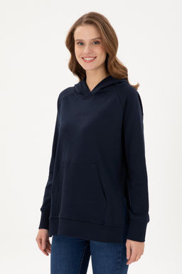 Женская темно-синяя толстовка с капюшоном