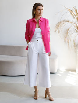 Блузка Vilatte из поплина фуксия  фото 4