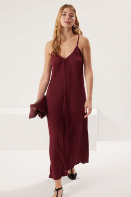 TRENDYOLMILLA Bordo Duz Maxi Dokulu A-line Esnek Orme Elbise TWOSS25EL00111 фото 7