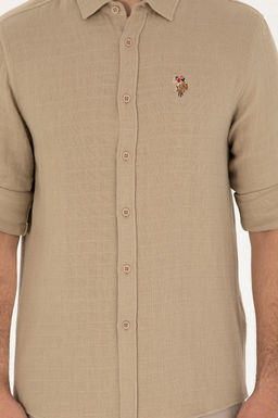 U. S. Polo Assn / Мужская рубашка светло-хаки с длинным рукавом - U.s. polo assn фото 6