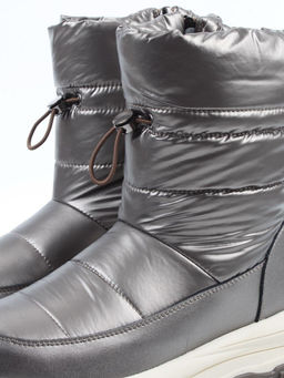 02-WA010-2M GRAY/BRONZE Сапоги "Дутики" зимние женские (натуральная кожа, курточная ткань, 100% шерсть)