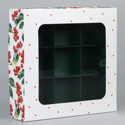 Цена за 5 шт. Коробка под 9 конфет «С Новым годом», 14.5×14.5×3.5 см