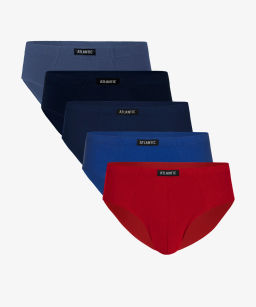 5SMP-003 Трусы классика Five Solid Classic - набор 5 шт. темно-голубой + красный + темно-синий + серо-голубой + голубой