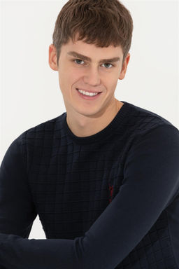 Мужской темно-синий трикотажный свитер с круглым вырезом Неожиданная скидка в корзине - U.s. polo assn фото 2