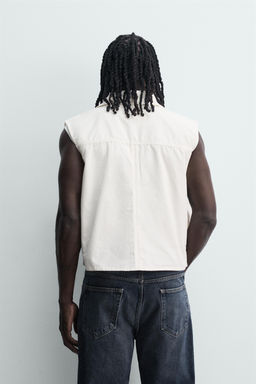 CHALECO RELAXED FIT BOLSILLOS UTILITY / Blanco roto