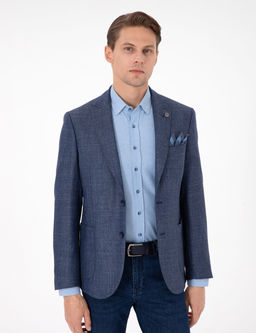Koyu Mavi Slim Fit Y_nl_ Ceket