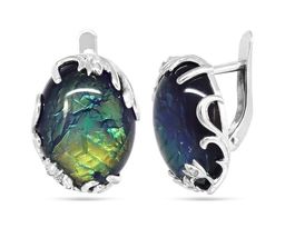 Серьги из серебра опал синий рек., СПН4051