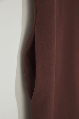 Trendyolmilla Kahverengi Keten Kar?s?ml? Duz Kesim Dikis ve Cep Detayl? Midi Dokuma Elbise TWOSS25EL00652 фото 14