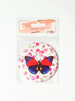 Цена за 2 шт. Зеркало карманное «Бабочки», d=7.5 см, искусственная кожа, рисунок МИКС