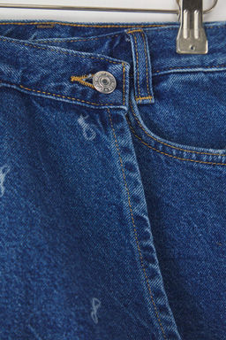 Mavi K?z Cocuk %100 Pamuk Kurdele Bask?l? Denim Sort Etek TKDSS25ET00007 - Trendyolmilla фото 2