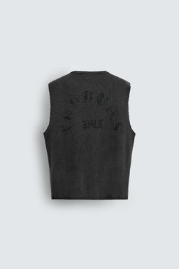 CAMISETA TANK PUNTO ESTAMPADO LAVADO / Negro