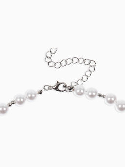 Кулон на жемчужных бусах "Ракушка", цвет белый в серебре