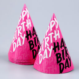 Посуда бумажная одноразовая Happy Birthday, 6 тарелок, 1 гирлянда, 6 стаканов, 6 колпаков