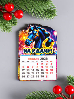 Набор магнитов на холодильник с календарём 2026, 2 шт., «Конь новогодний: На удачу, Достатка», 9.5×6.5 см - Simaland фото 3