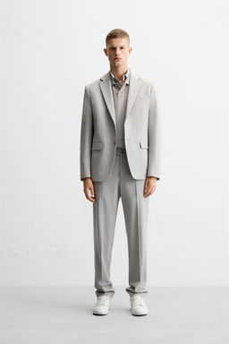 TEXTURED SUIT TROUSERS