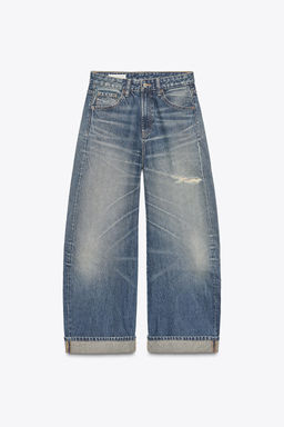 TRF BAGGY FOLDED RIPPED MID-WAIST JEANS - Zara фото 6