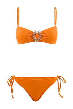 Turuncu Straplez Kapl? Aksesuarl? Normal Bel Regular Bikini Tak?m? TBESS26BT00075