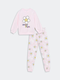 Bisiklet Yaka Bask?l? K?z ?ocuk Pijama Tak?m?