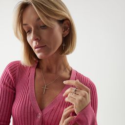 Серебряные серьги-кресты с фианитами