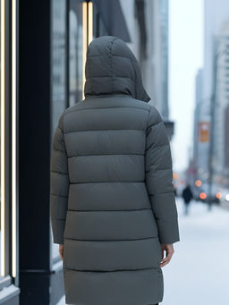 Пальто зимнее утепленное с капюшоном женское темно-зеленого цвета 7779TZ - Visdeer фото 20